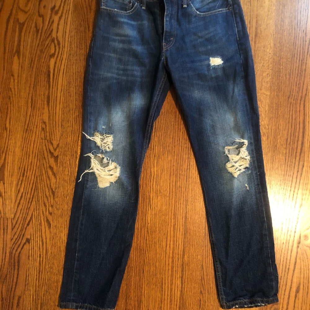 Levi's 511 Men's Dark Blue Distressed Slim Straight Jeans